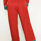 Textured Red Satin Holiday Pajamas (2pc) - Purpose + Passion Boutique