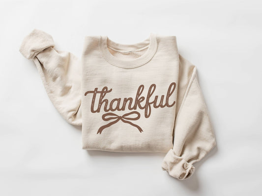Thankful Bow Crew Neck Sweatshirt - Purpose + Passion Boutique