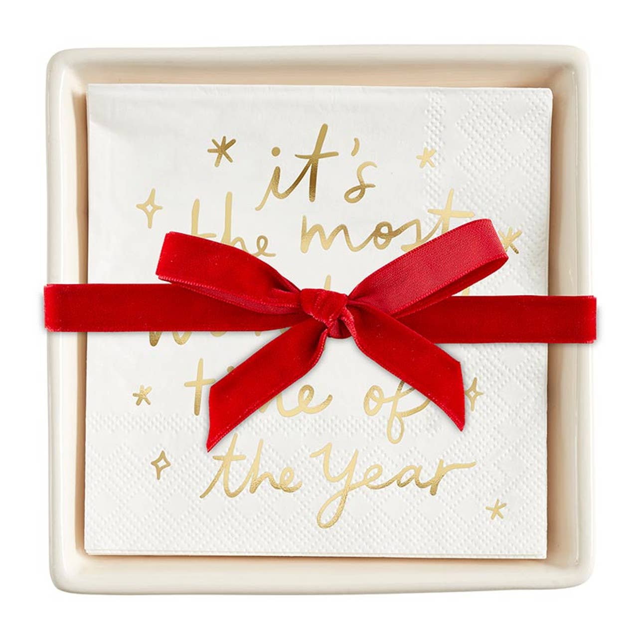 The Most Wonderful Time Ceramic Napkin Tray + Napkins - Purpose + Passion Boutique