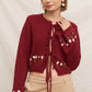 Tie Front Floral Embroidered Sweater Cardigan - Purpose + Passion Boutique