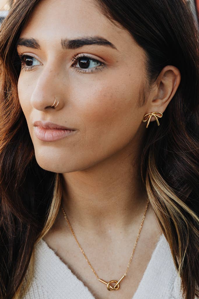 Tied Grace Gold Earrings - Purpose + Passion Boutique
