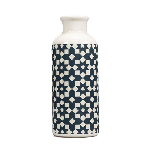 Tiles Design Dark Blue Ceramic Vase - Purpose + Passion Boutique