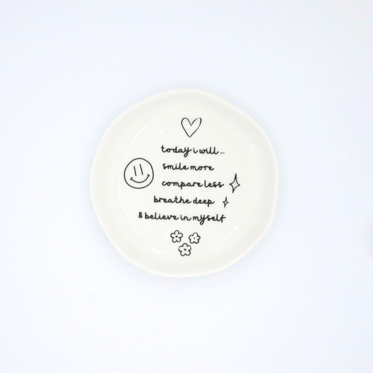 Today I Will Smile More Round Trinket Tray - Purpose + Passion Boutique