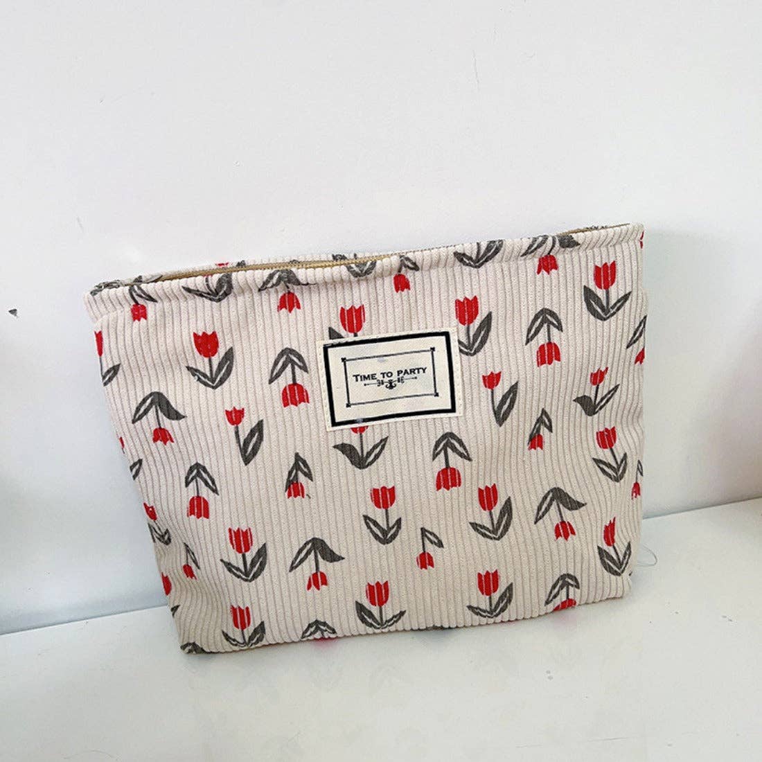 Tulip Floral Corduroy Cosmetic Bag / Clutch - Purpose + Passion Boutique