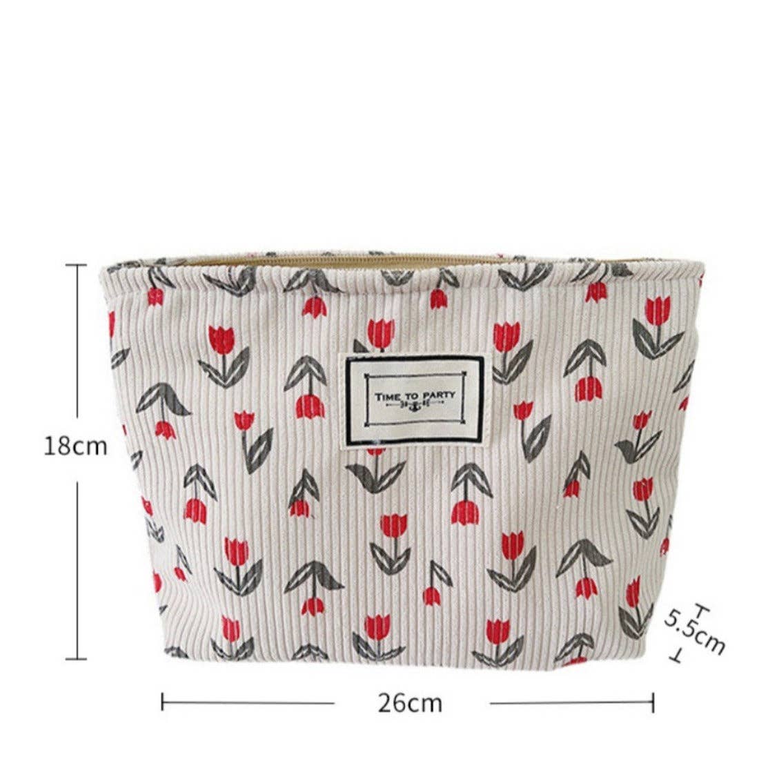 Tulip Floral Corduroy Cosmetic Bag / Clutch - Purpose + Passion Boutique