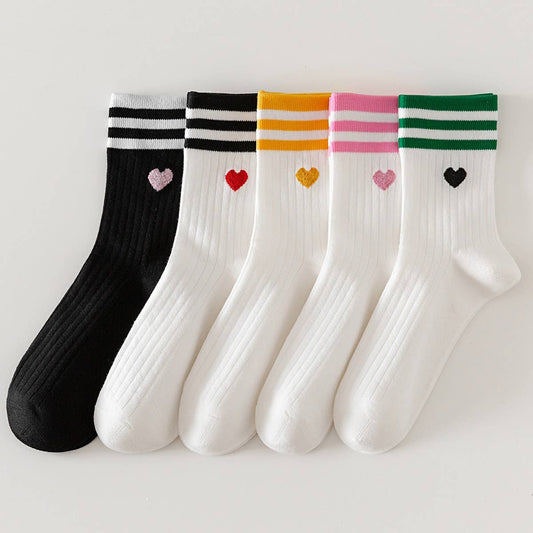 Two Stripes Print Crew Socks - Purpose + Passion Boutique