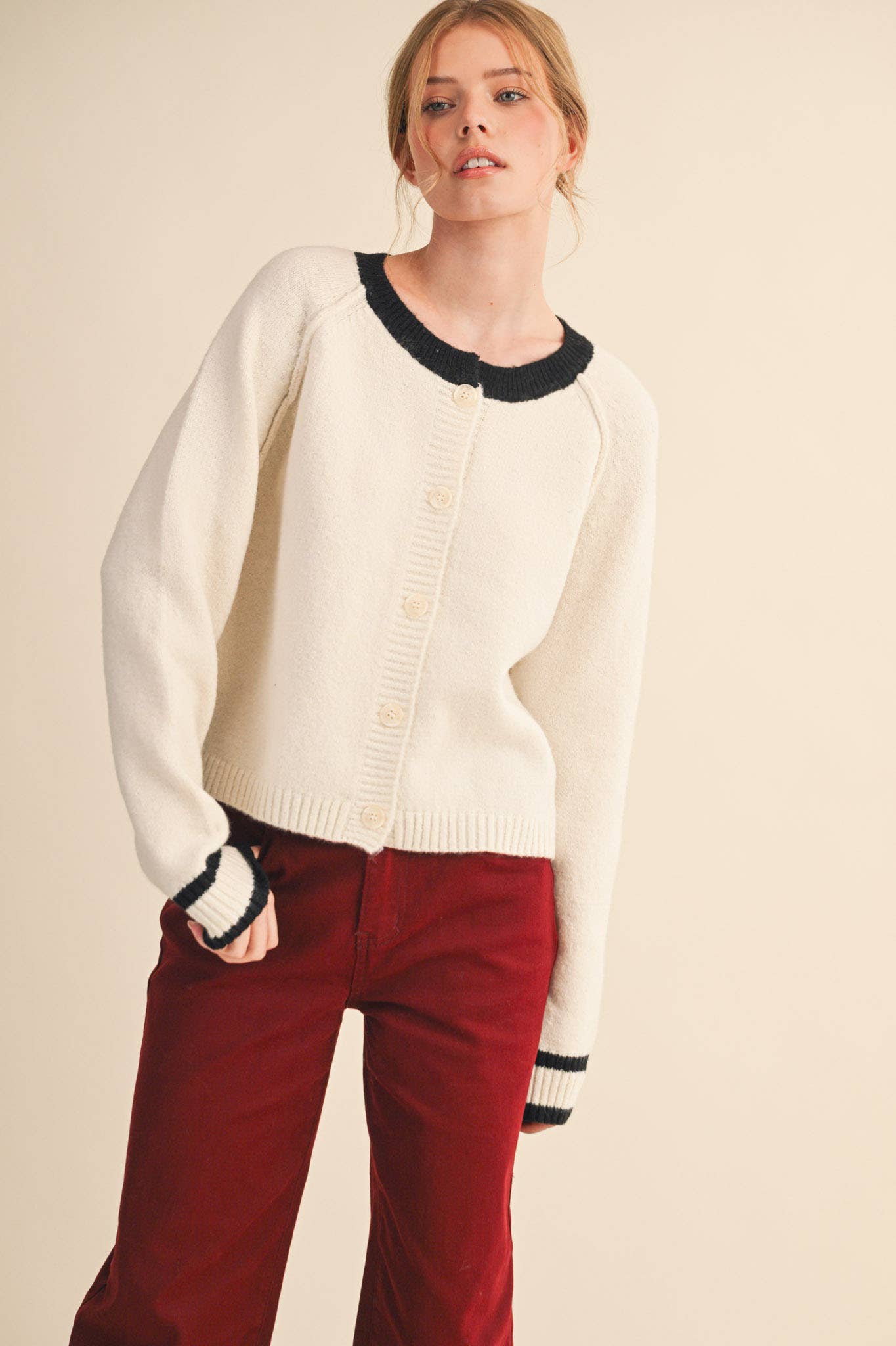 Two - Tone Sweater Cardigan - Purpose + Passion Boutique