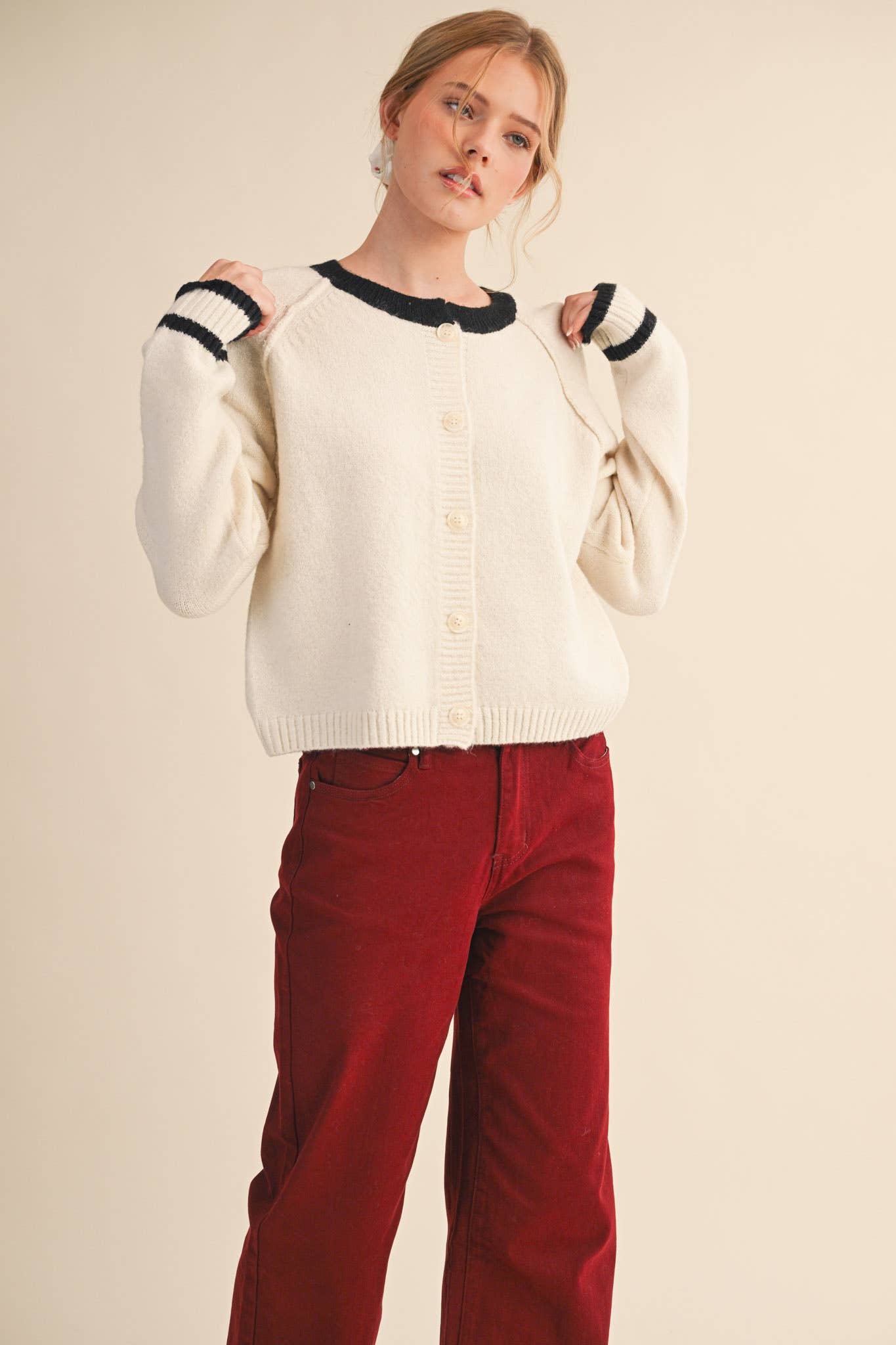 Two - Tone Sweater Cardigan - Purpose + Passion Boutique