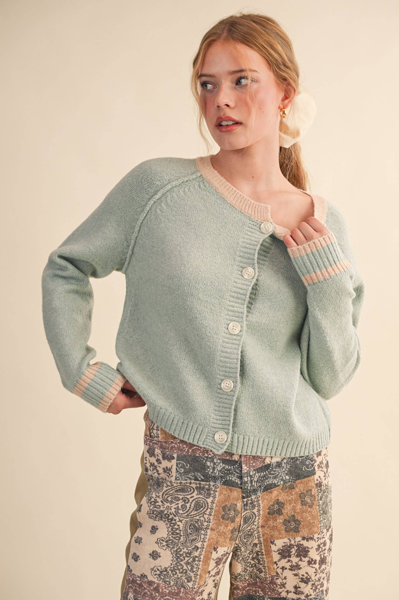 Two - Tone Sweater Cardigan - Purpose + Passion Boutique