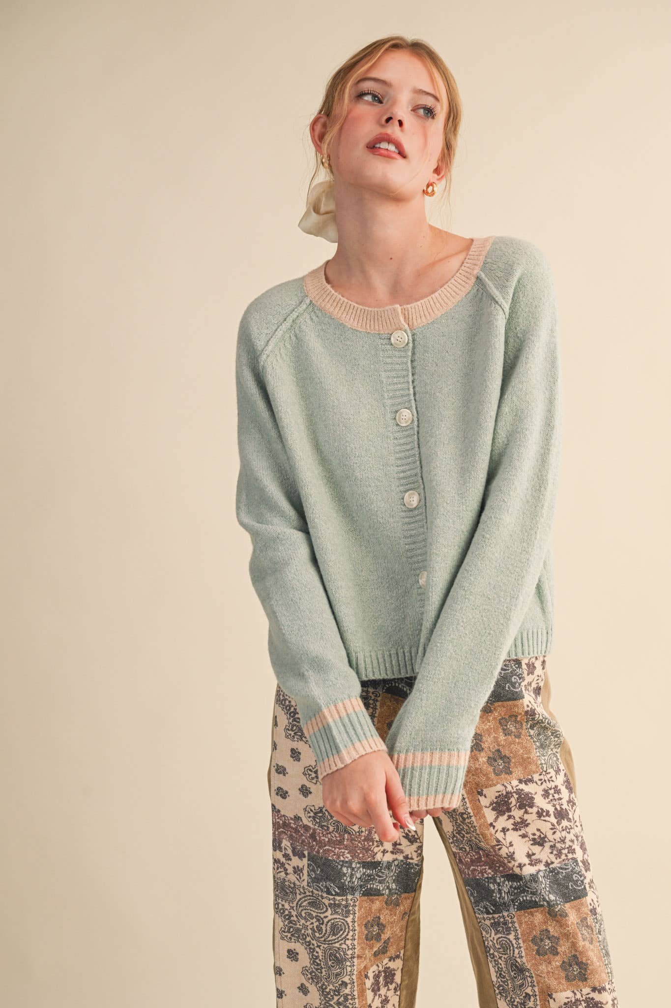 Two - Tone Sweater Cardigan - Purpose + Passion Boutique