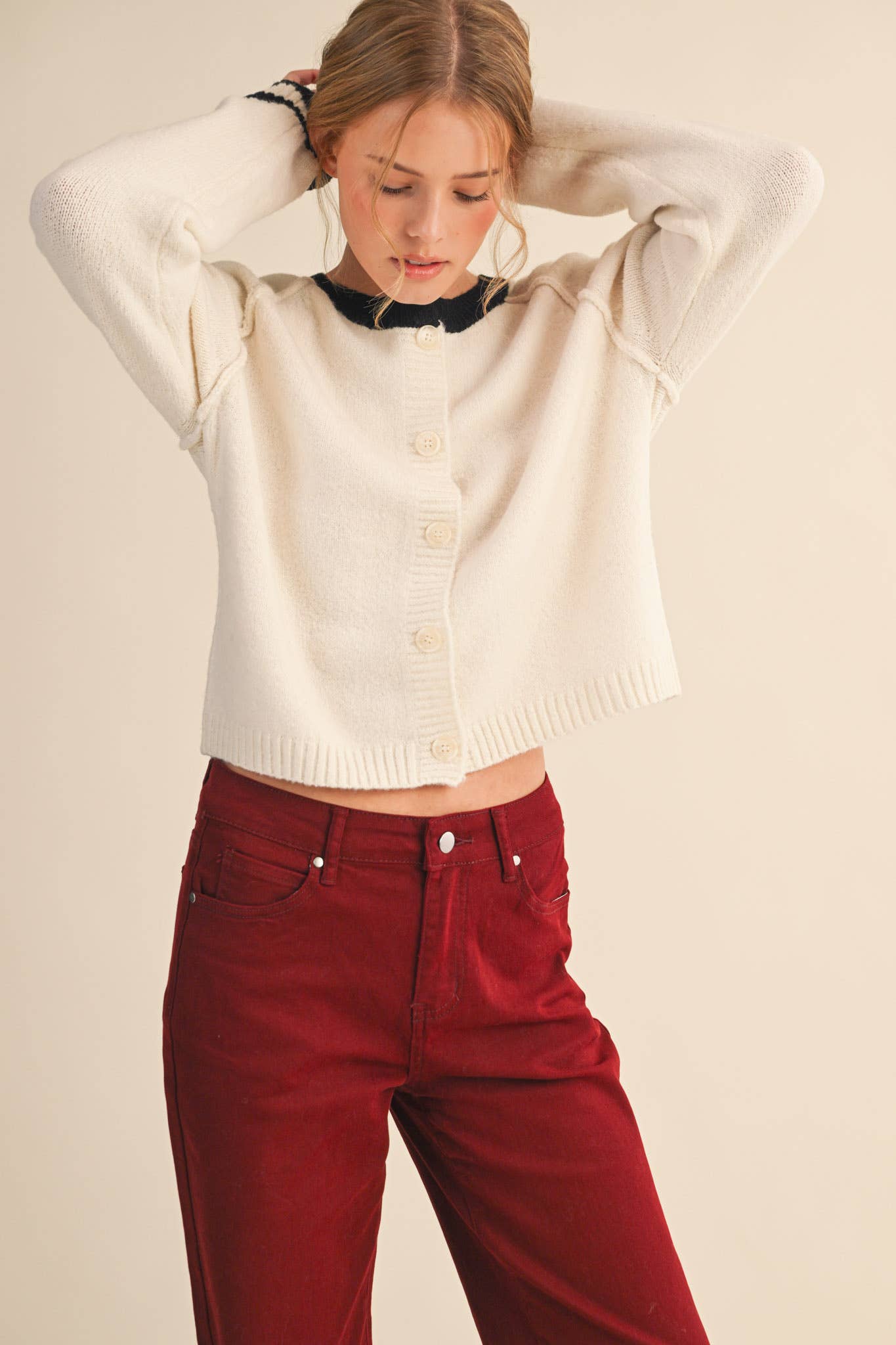 Two - Tone Sweater Cardigan - Purpose + Passion Boutique