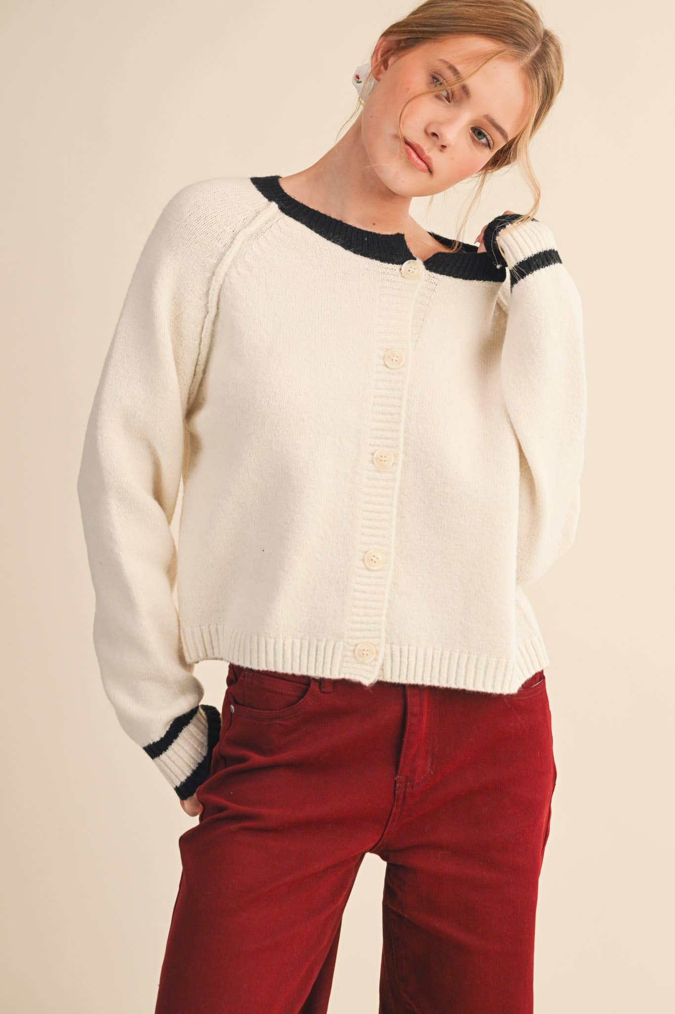 Two - Tone Sweater Cardigan - Purpose + Passion Boutique