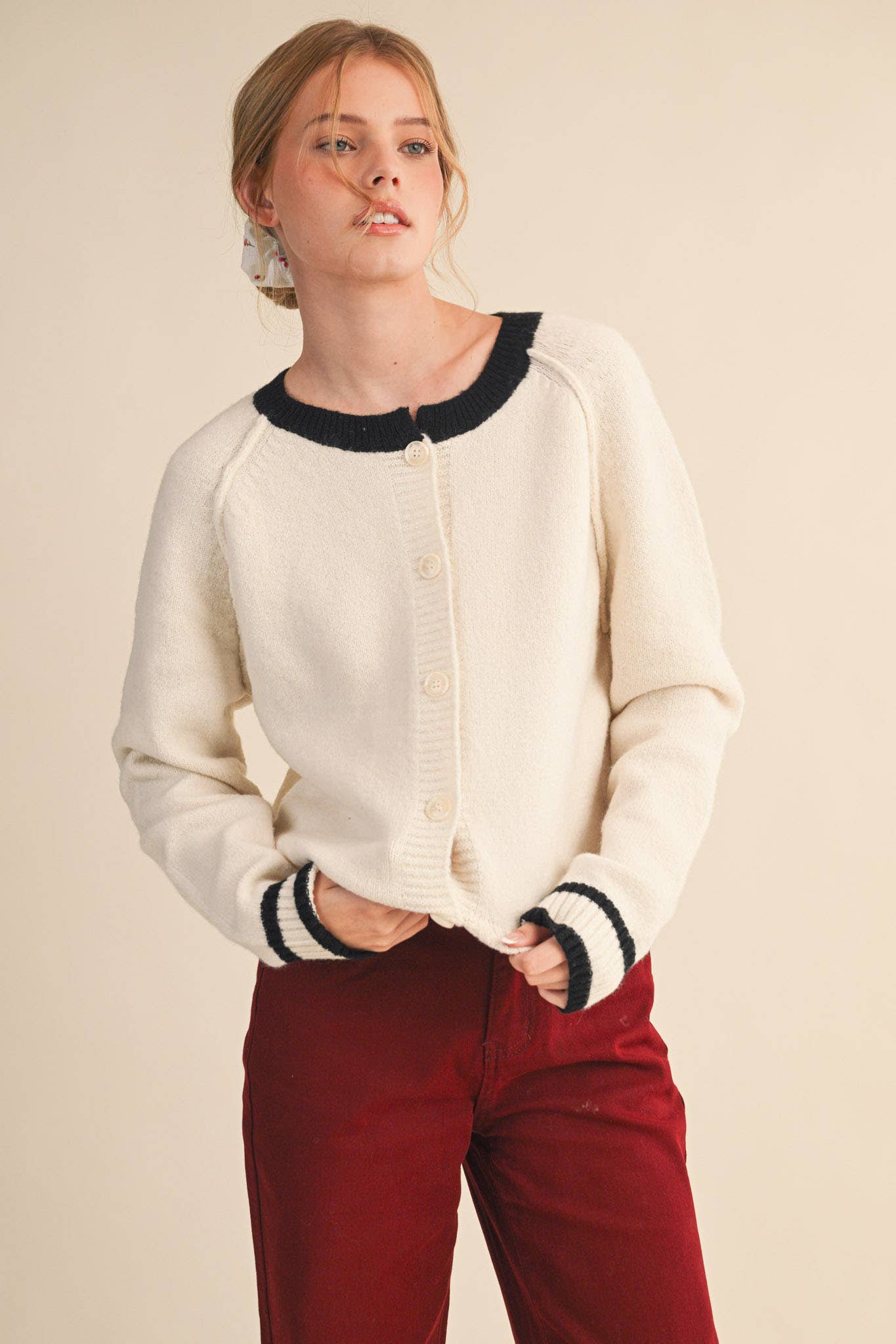Two - Tone Sweater Cardigan - Purpose + Passion Boutique