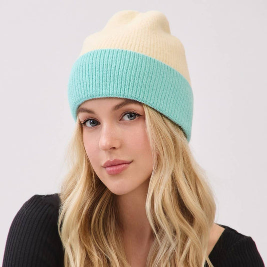 Two Toned Color Ribbed Beanie - Purpose + Passion Boutique