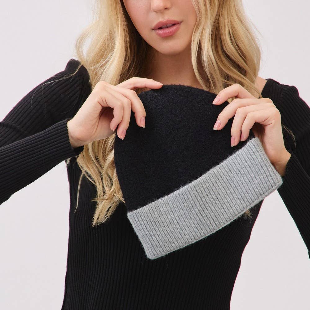 Two Toned Color Ribbed Beanie - Purpose + Passion Boutique