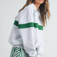 Two - Toned Grey / Green Half Zip Collar Sweatshirt - Purpose + Passion Boutique