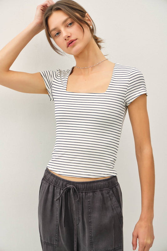 Ultra Soft Striped Square Neck Top - Purpose + Passion Boutique