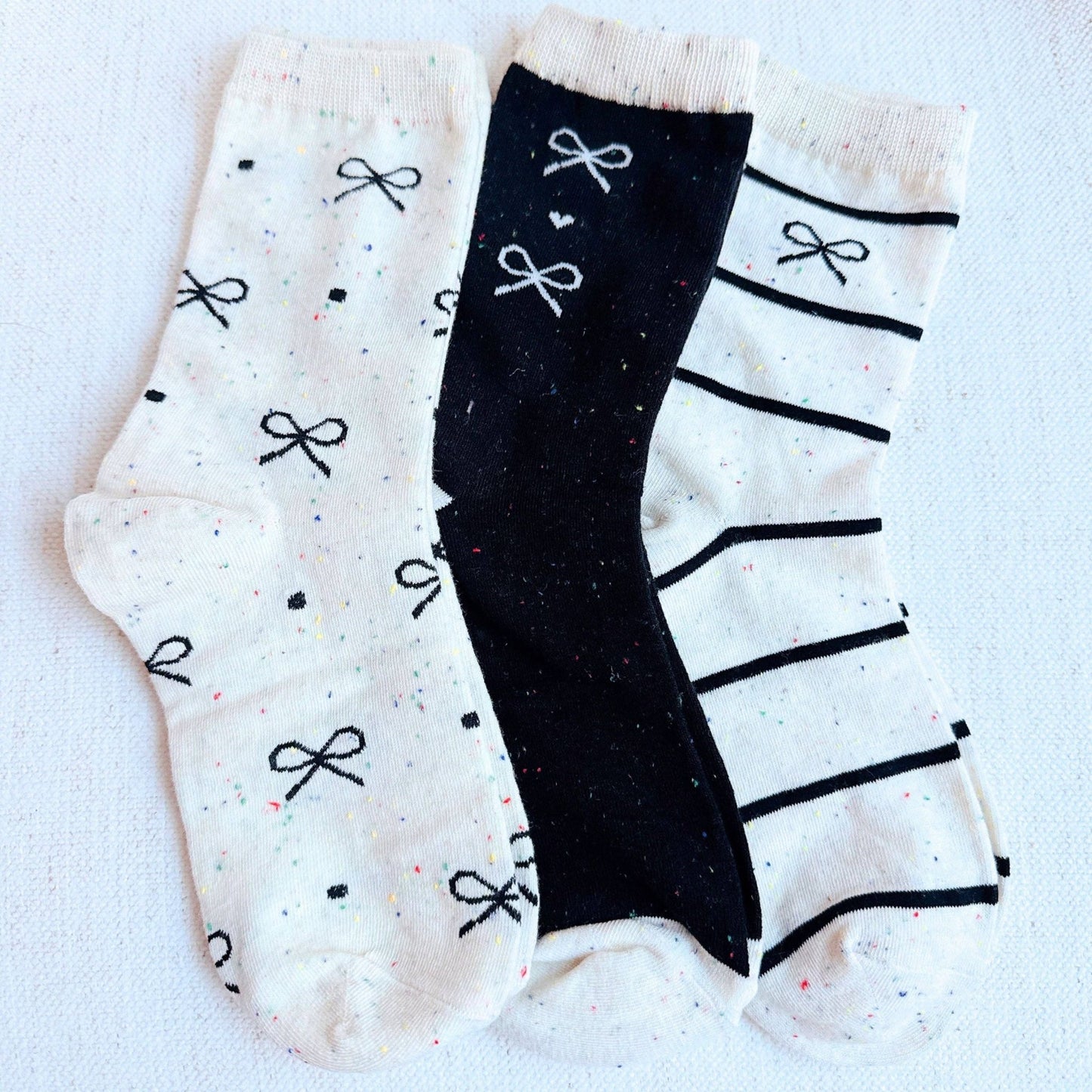 Unique Mix Of Bows Socks (Set Of 3) - Purpose + Passion Boutique