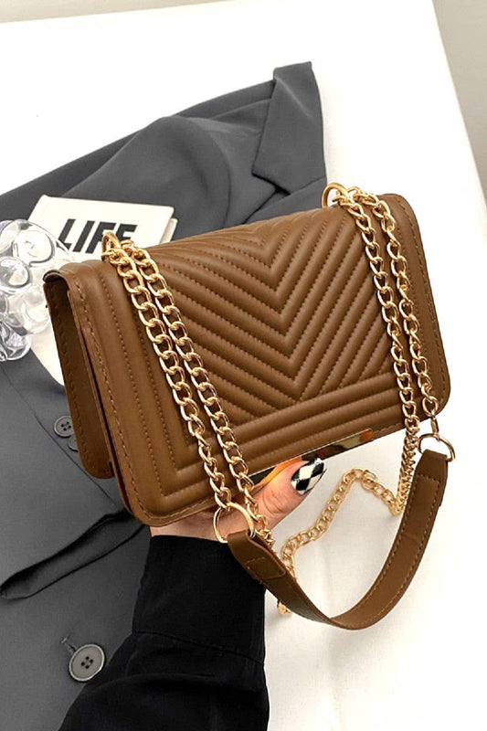 Vegan Leather Chevron Crossbody Shoulder Flap Bag - Purpose + Passion Boutique