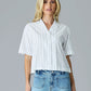 Vertical Stripe Half Sleeve Button Down Shirt - Purpose + Passion Boutique