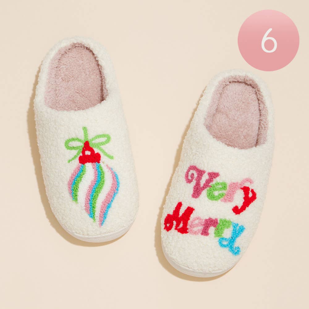 Very Merry Christmas Ornament Home Slippers - Purpose + Passion Boutique