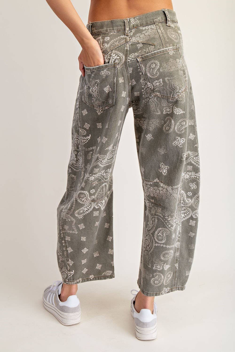 Vintage Army Mineral Wash Paisley Barrel Jeans - Purpose + Passion Boutique