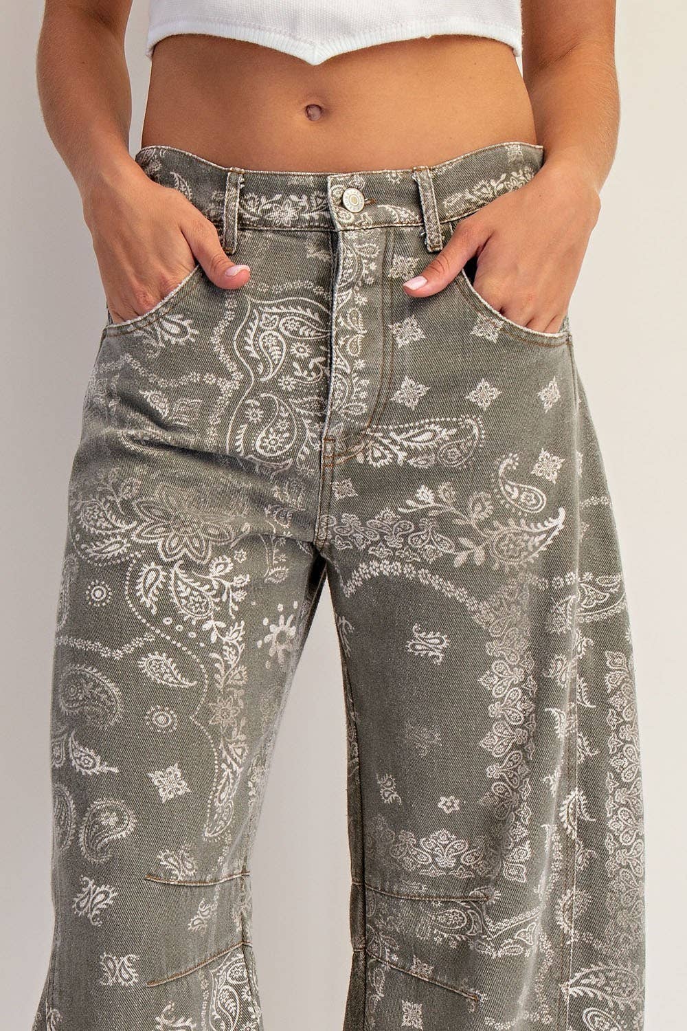 Vintage Army Mineral Wash Paisley Barrel Jeans - Purpose + Passion Boutique