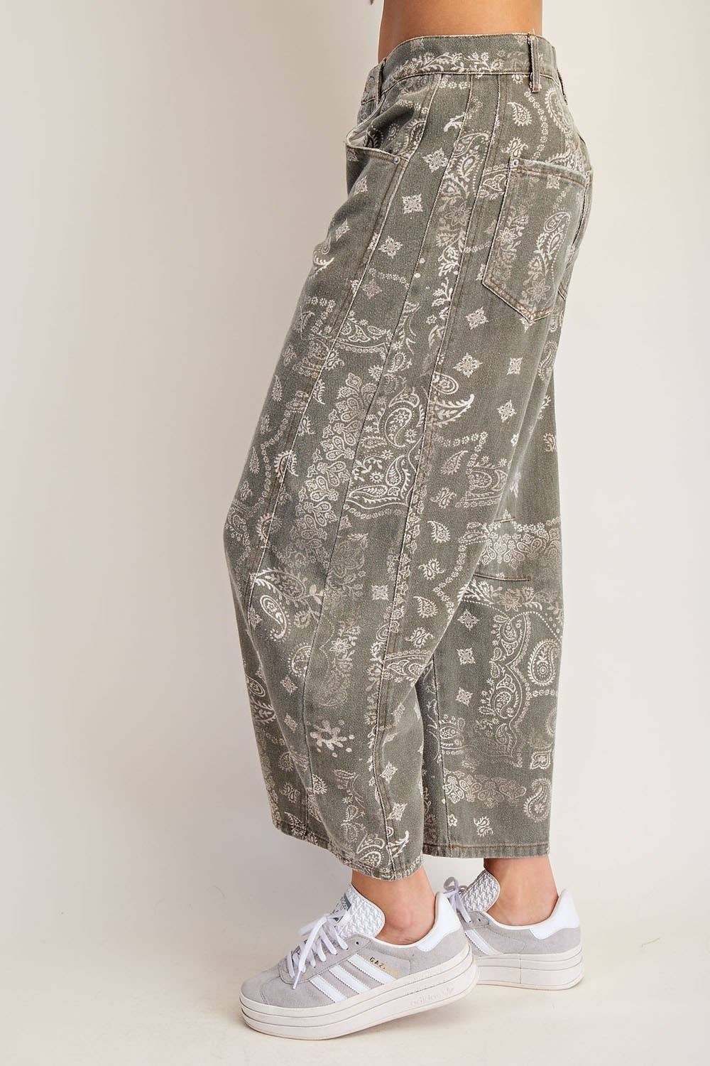 Vintage Army Mineral Wash Paisley Barrel Jeans - Purpose + Passion Boutique