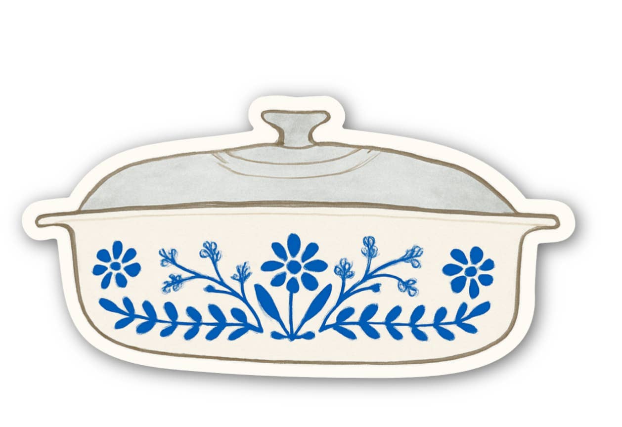 Vintage Blue Floral Casserole Dish Sticker - Purpose + Passion Boutique