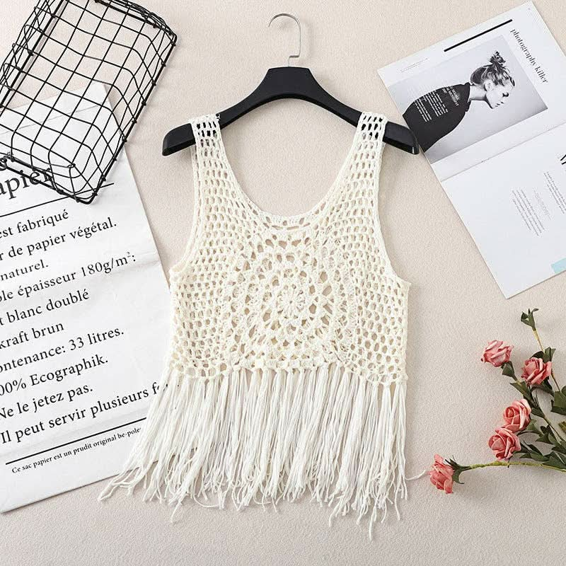 Vintage Bohemian Crochet Fringe Tank Top - Purpose + Passion Boutique