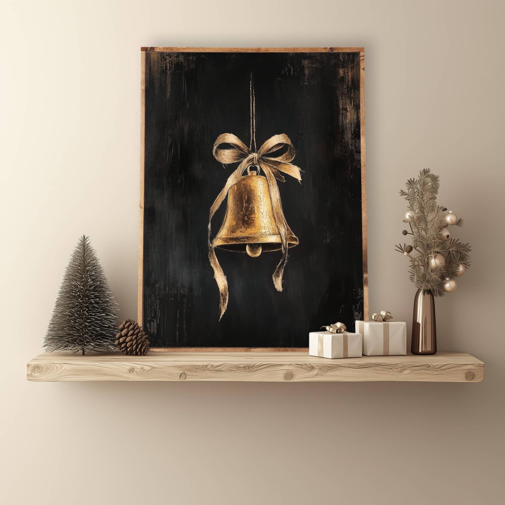 Vintage Christmas Bell Framed Canvas (11x14) - Purpose + Passion Boutique