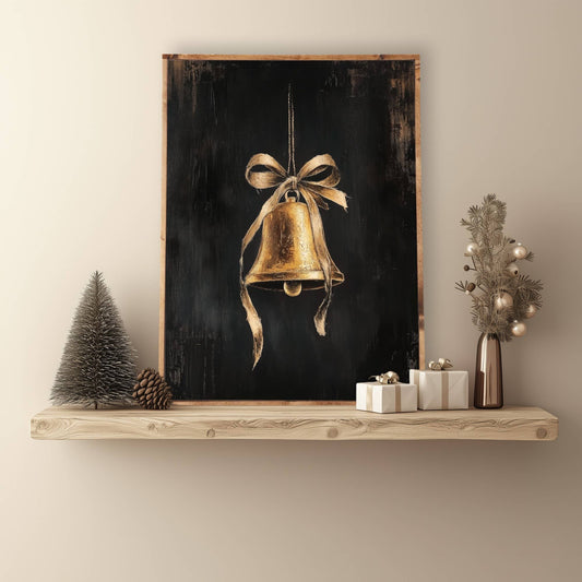 Vintage Christmas Bell Framed Canvas (11x14) - Purpose + Passion Boutique
