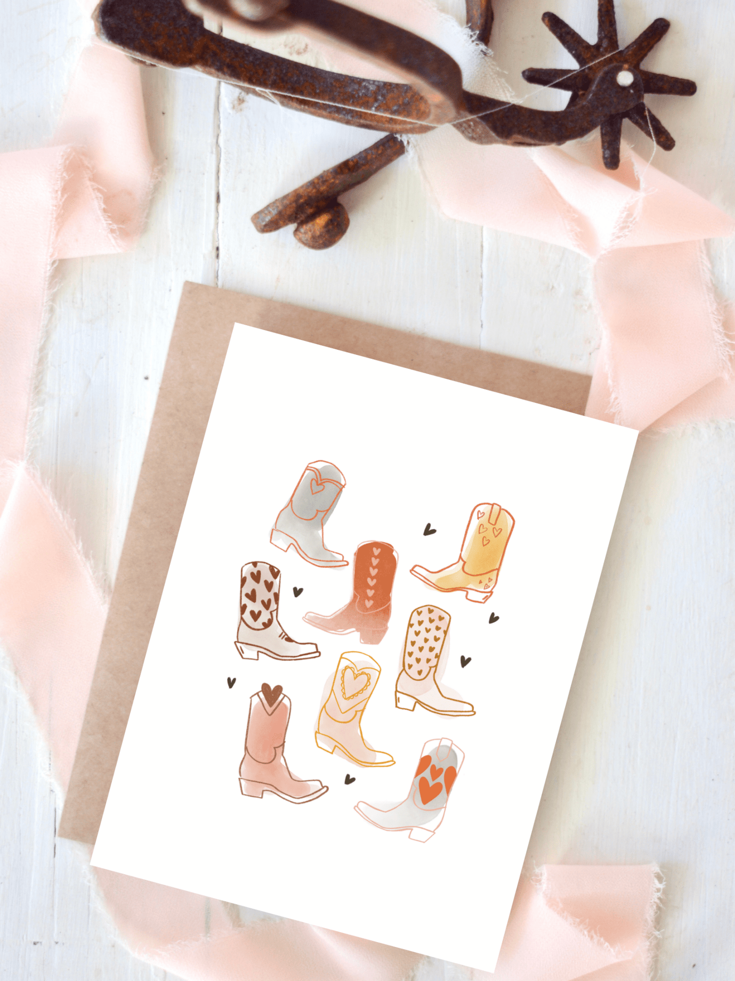 Vintage Cowboy Boot with Hearts Card Set - Purpose + Passion Boutique