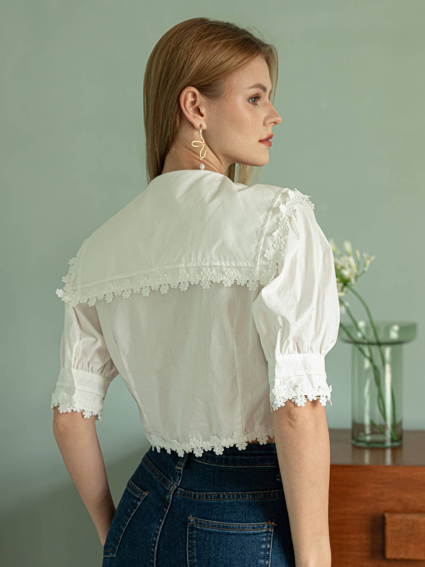 Vintage Floral Lace Trim Blouse - Purpose + Passion Boutique