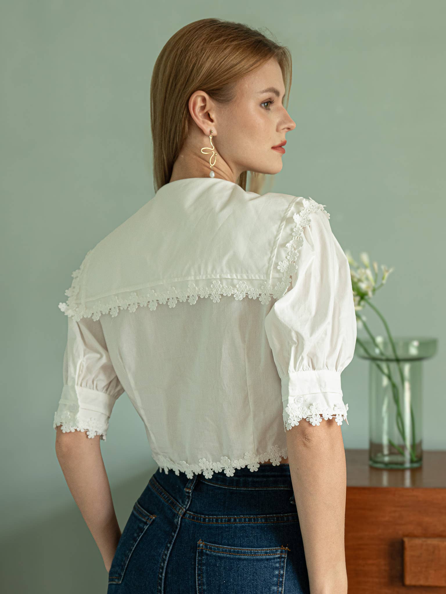 Vintage Floral Lace Trim Blouse - Purpose + Passion Boutique
