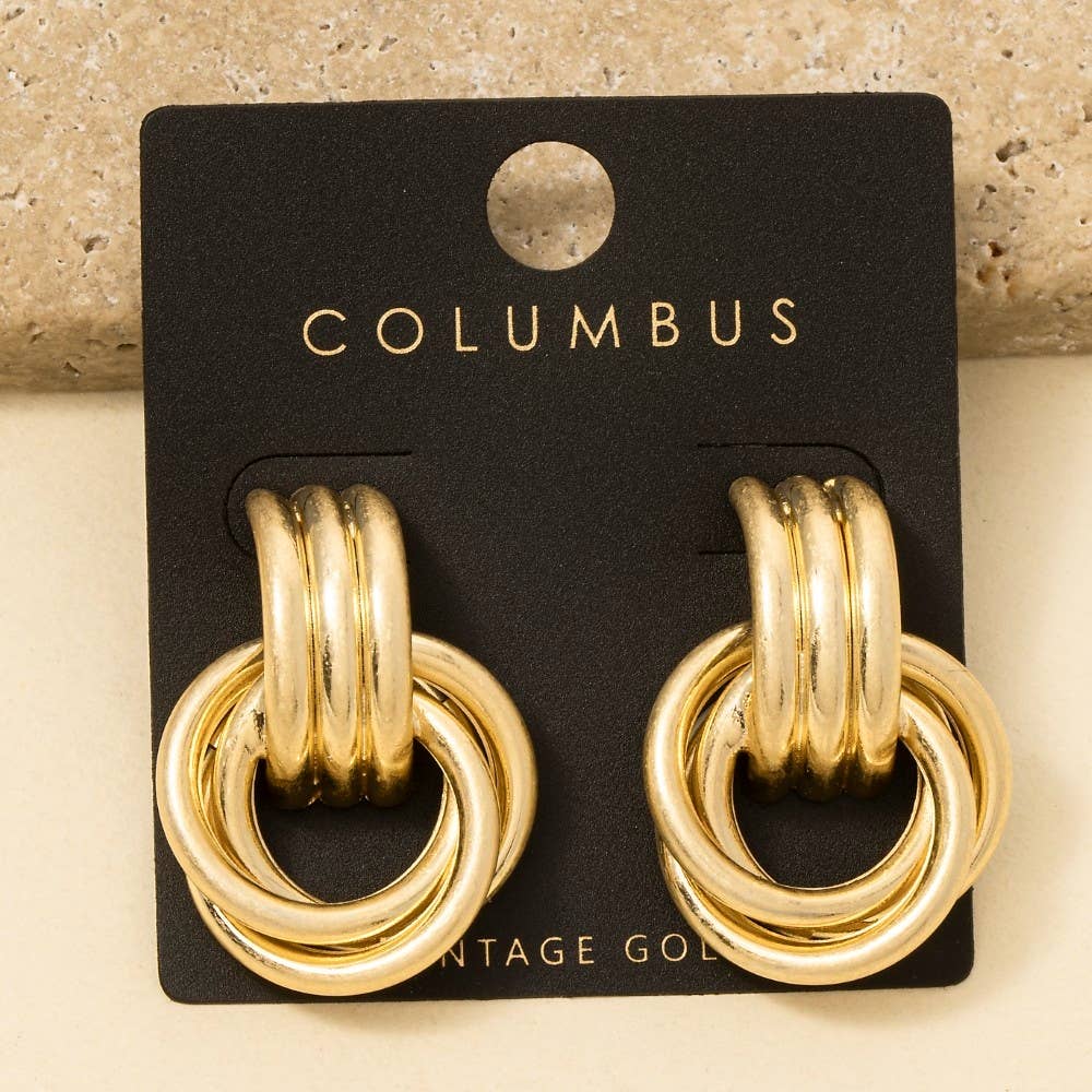 Vintage Gold Dipped Knot Hoop Earrings - Purpose + Passion Boutique