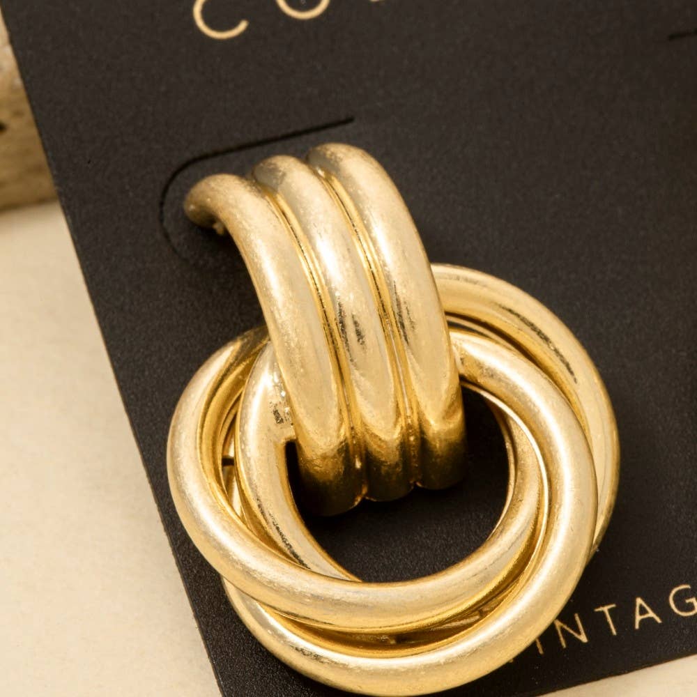 Vintage Gold Dipped Knot Hoop Earrings - Purpose + Passion Boutique