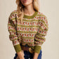 Vintage Green Western Jacquard Knit Sweater - Purpose + Passion Boutique