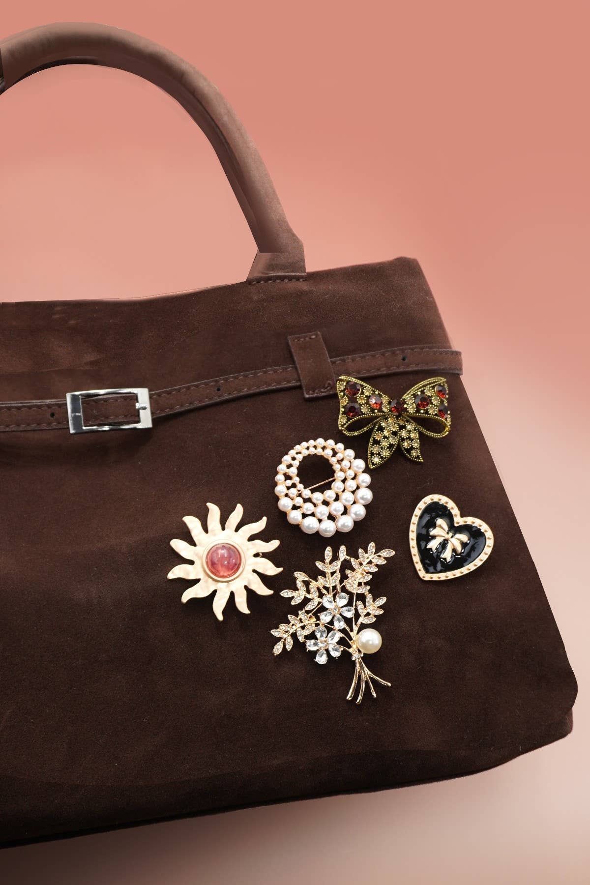 Vintage Heart Ribbon Epoxy Gold Brooch - Purpose + Passion Boutique