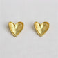 Vintage Inspired Gold - Toned Textured Heart Stud Earrings - Purpose + Passion Boutique