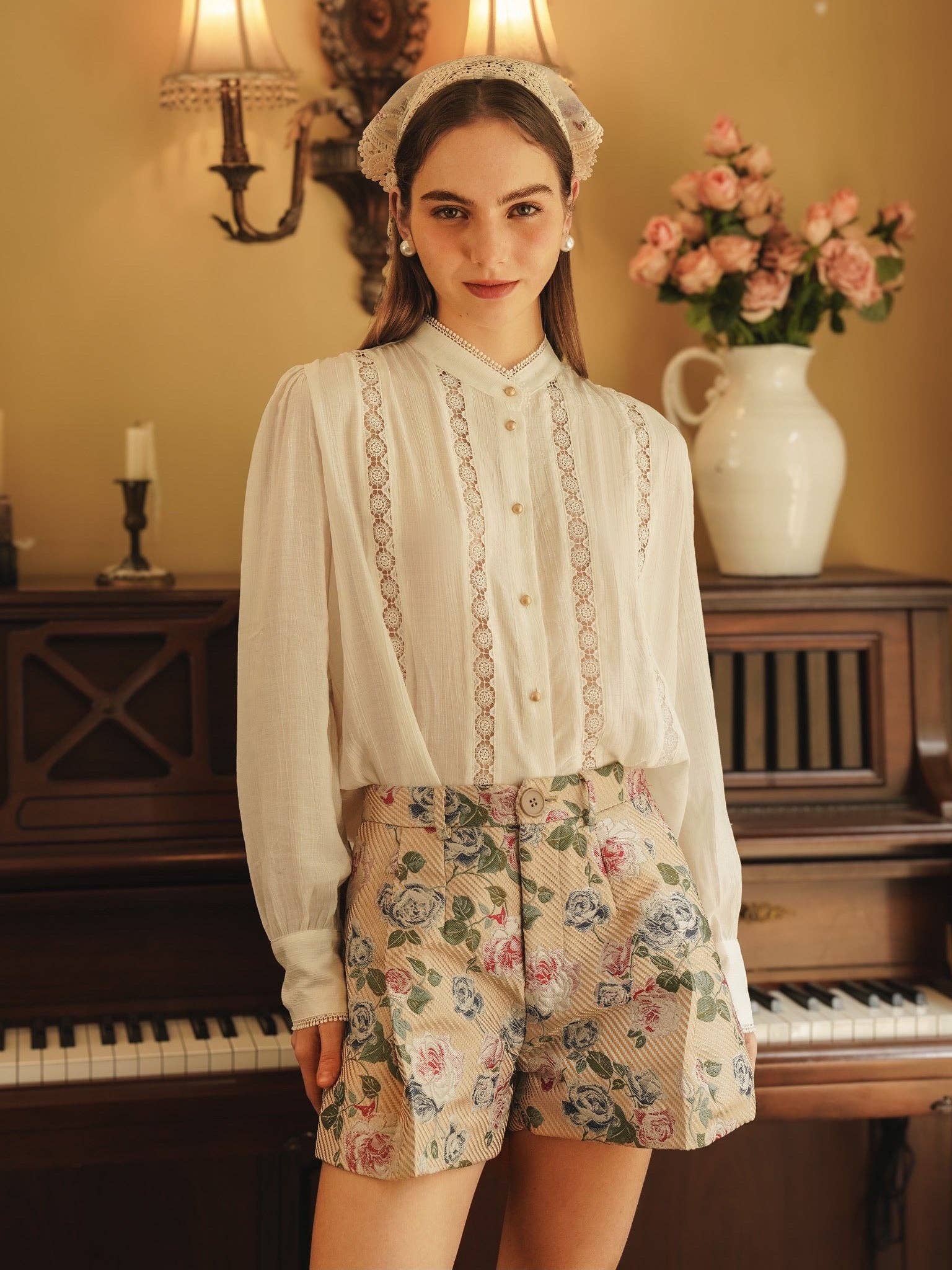 Vintage - Inspired Lace Trimmed Blouse - Purpose + Passion Boutique