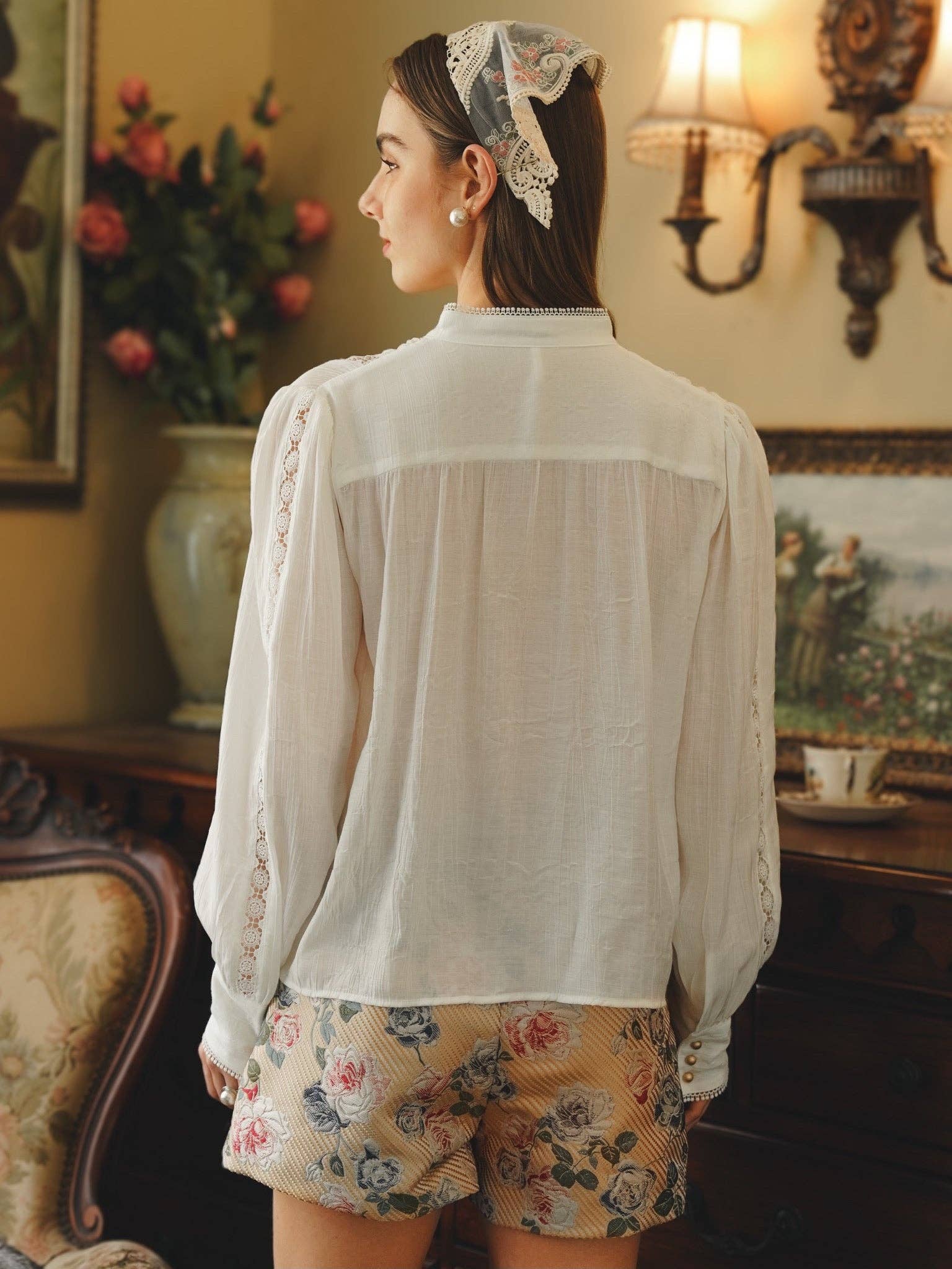 Vintage - Inspired Lace Trimmed Blouse - Purpose + Passion Boutique