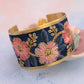 Vintage Pink Blue Embroidered Cuff Bracelet - Purpose + Passion Boutique