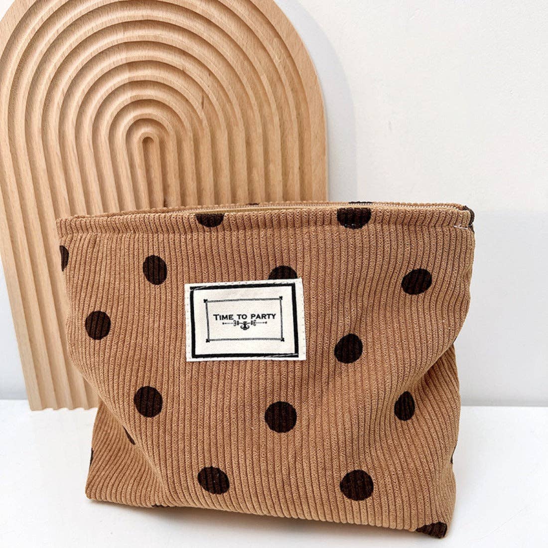 Vintage Polka Dot Corduroy Makeup Bag - Purpose + Passion Boutique