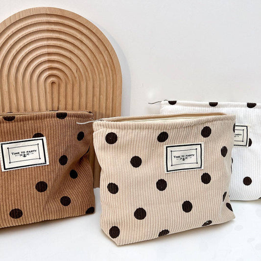 Vintage Polka Dot Corduroy Makeup Bag - Purpose + Passion Boutique