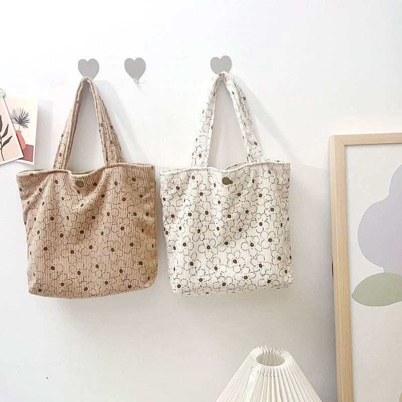 Vintage Sakura Corduroy Small Tote Bag - Purpose + Passion Boutique