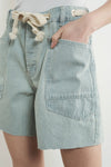 Vintage Washed Denim Stripe Barrel Shorts - Purpose + Passion Boutique