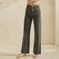 Washed Black Denim Pants with Woven - Effect Pockets - Purpose + Passion Boutique