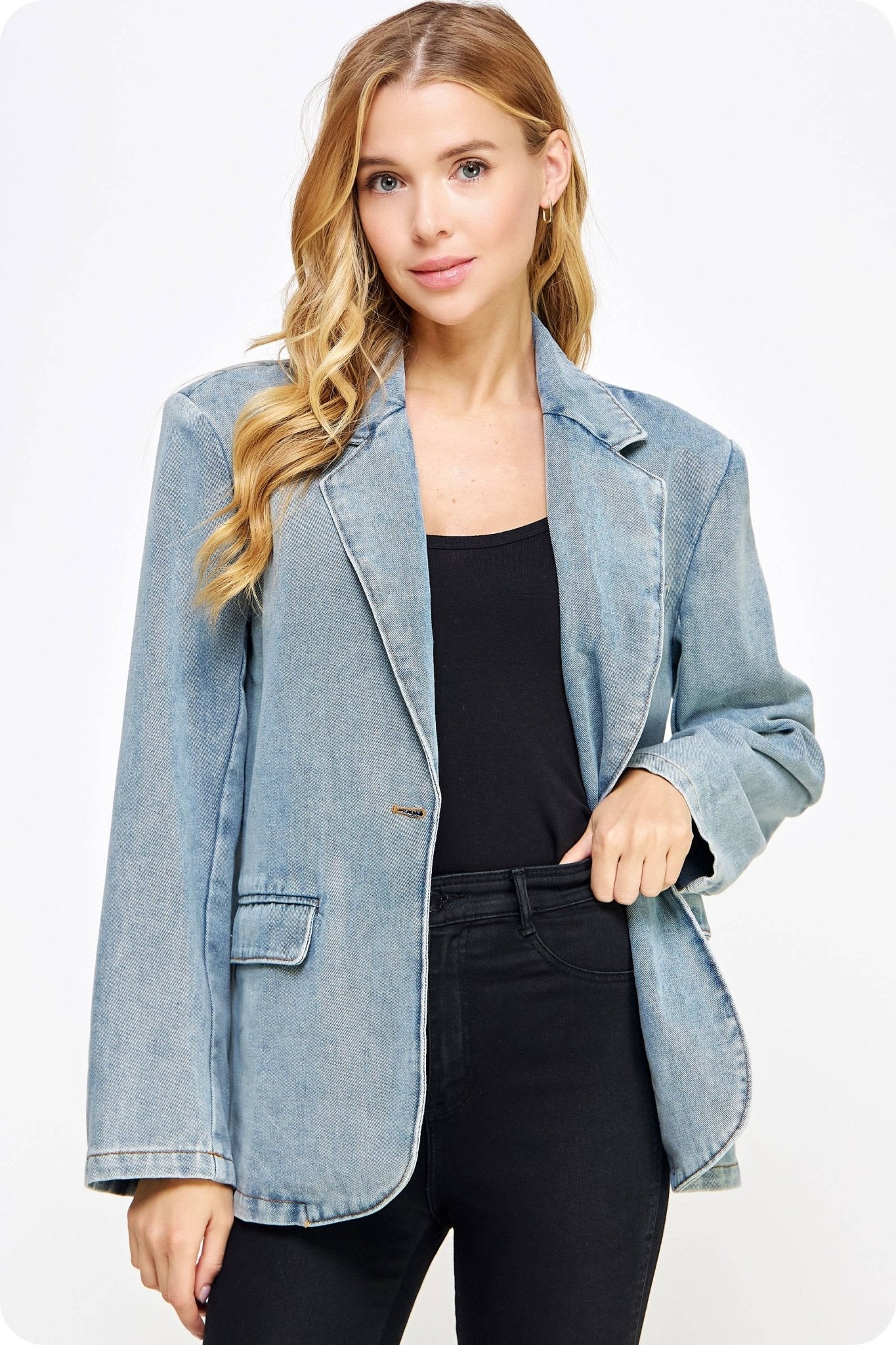 Washed Denim Blazer - Purpose + Passion Boutique