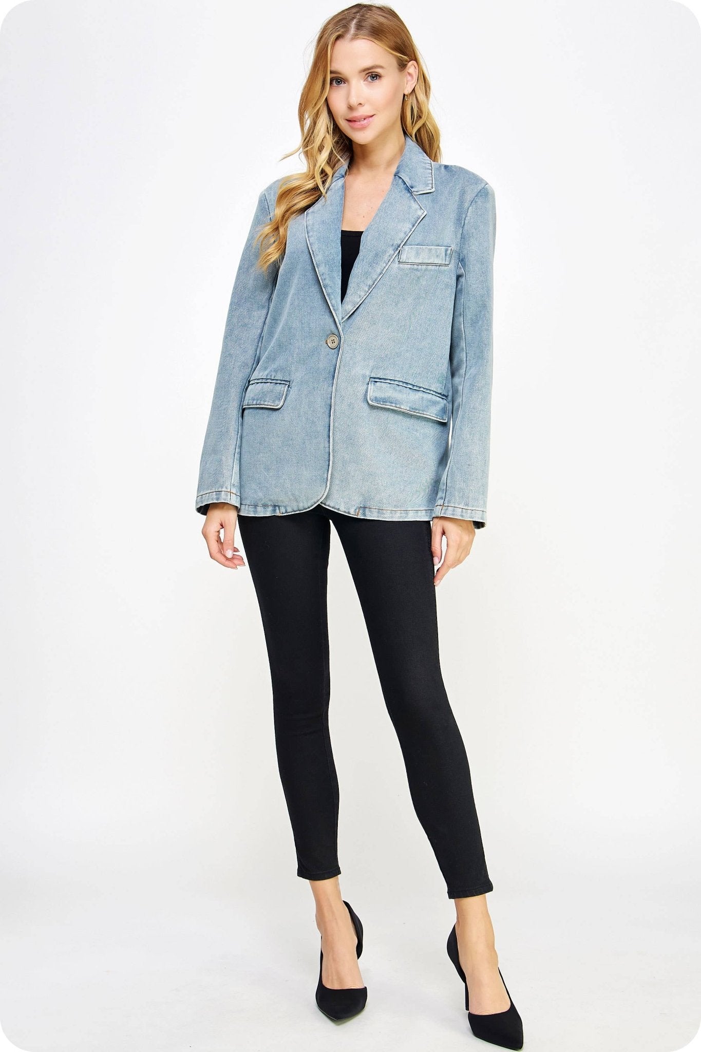 Washed Denim Blazer - Purpose + Passion Boutique